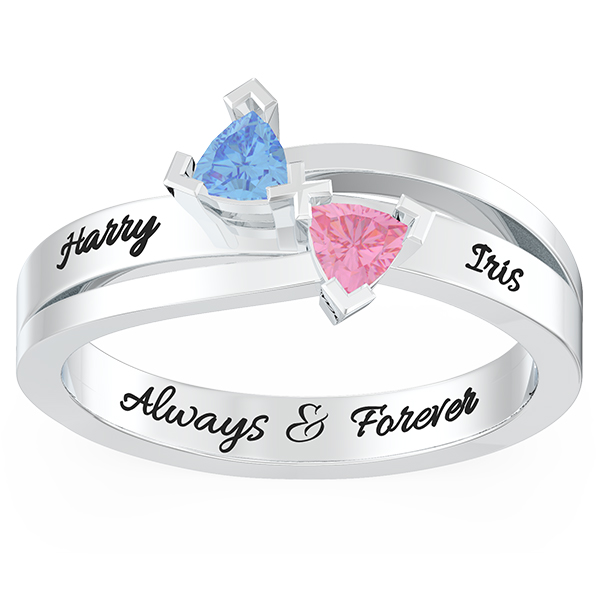 Inverted Trillion Cut Promise Ring